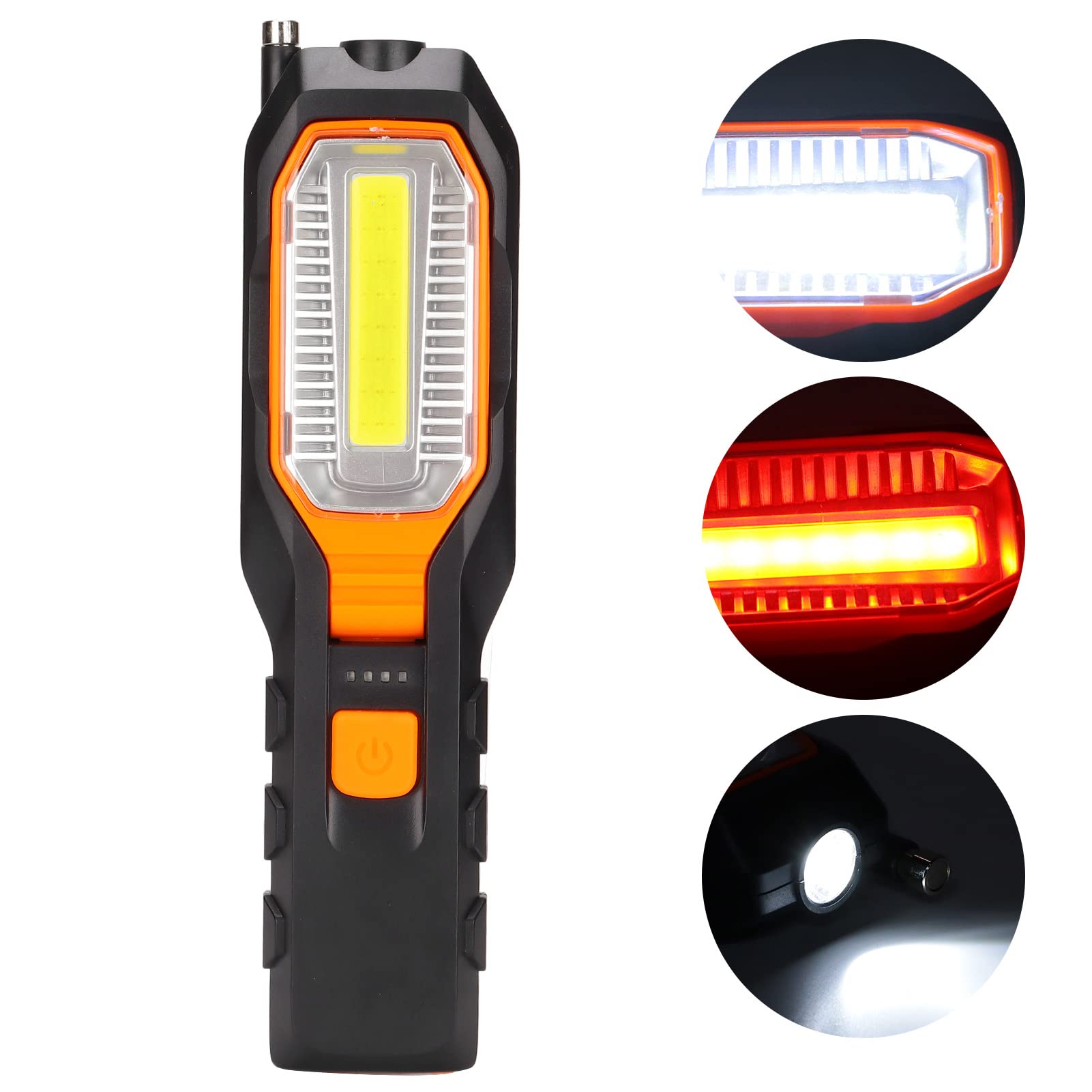 Luce Lavoro LED Magnetica 800 Lumen - 4 Modalità, COB, Ricaricabile USB