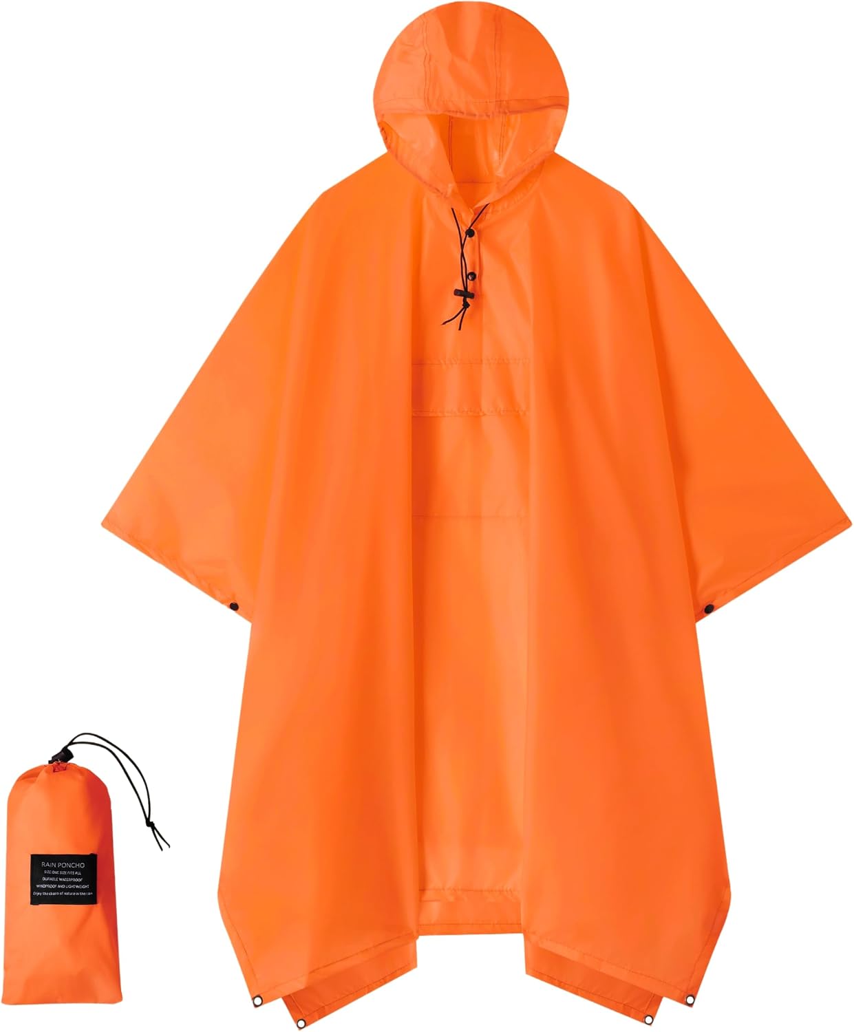 Hooded Rain Poncho for Adults - Waterproof Rain Coat and Lightweight Jacket 3-in-1 Multi-Function with Pockets