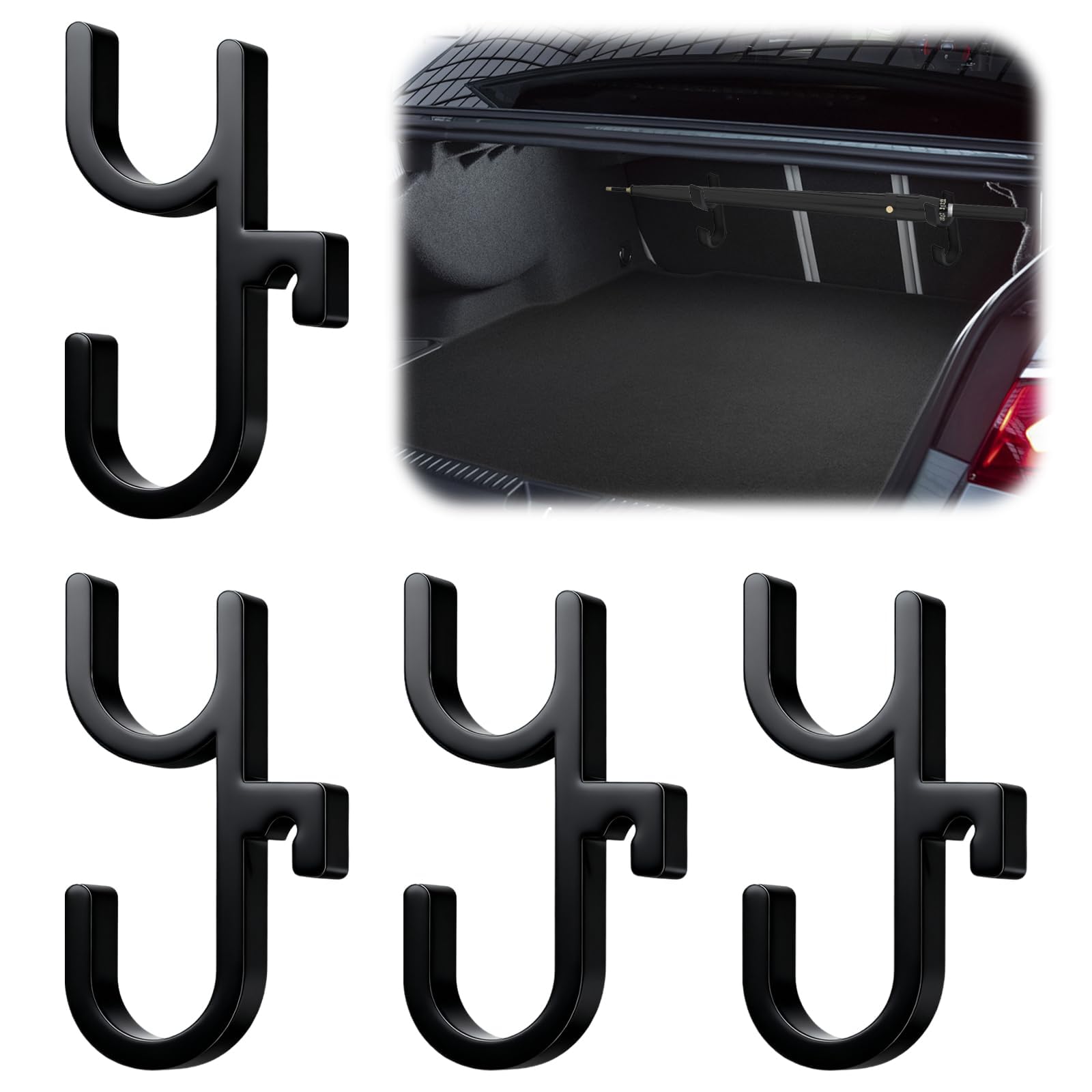 4Pcs Umbrella Stand Holder,Car Umbrella Hook Set for Organizing Wet Umbrellas in Vehicle Trunks, Umbrella Holder,Grocery Bags During Transport, Black Color-image-11