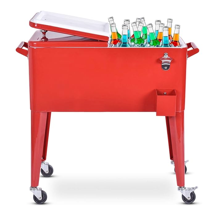 Buy Safstar 80 Quart Rolling Cooler, Ice Chest Cart with Wheels and