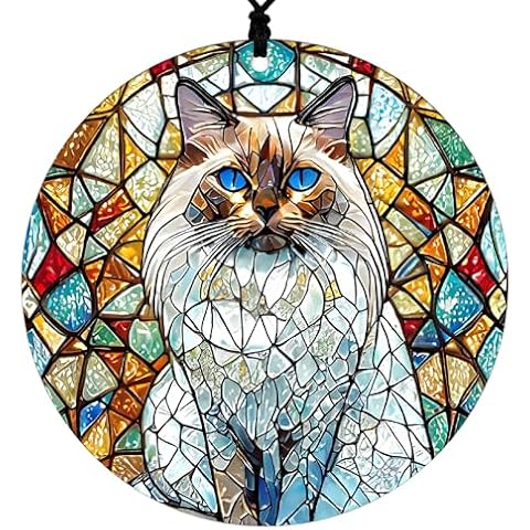Ragdoll Cat Christmas Ornament - Faux Stained Glass Embossed Design Effect - 2024 Acrylic Decoration For Tree - Unique Cat Gift and Home Decor Cover