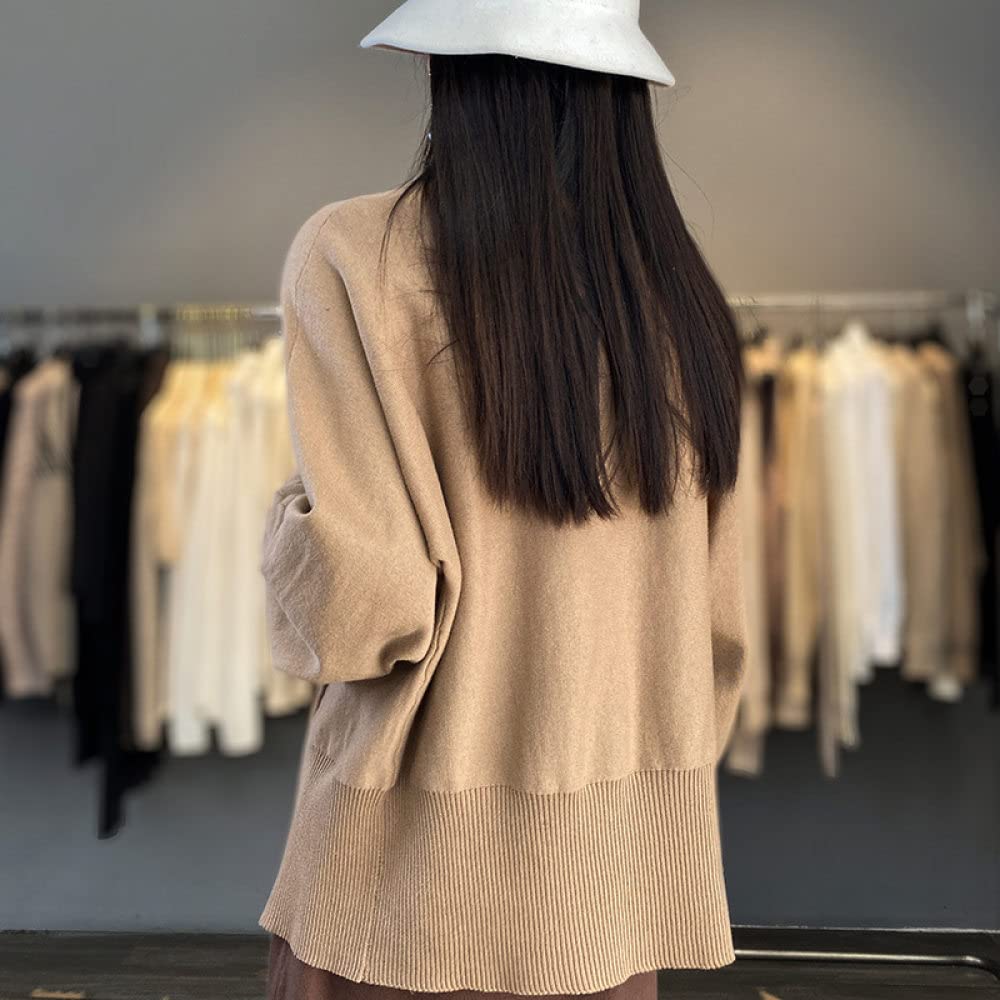 Cárdigan de Mujer Cárdigan de Punto de Algodón para Mujer Abrigo Suéter Liso Cárdigan Largo de Manga Farol Cárdigan Abierto por Delante Chaqueta de Punto Suelta de Primavera para Uso Diario