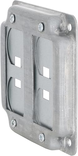 Vista 32 de Hubbell-Raco 902C 1 receptáculo dúplex de 4 pulgadas, cubierta cuadrada de trabajo expuesta, color plateado
