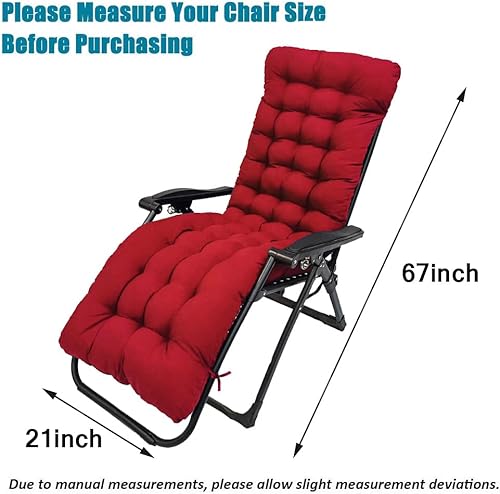 Miniatura 2 de BOOMSHY Cojines para silla de sol, cojín para tumbona de 67 pulgadas, con respaldo antideslizante y funda elástica para jardín, exterior, interior,