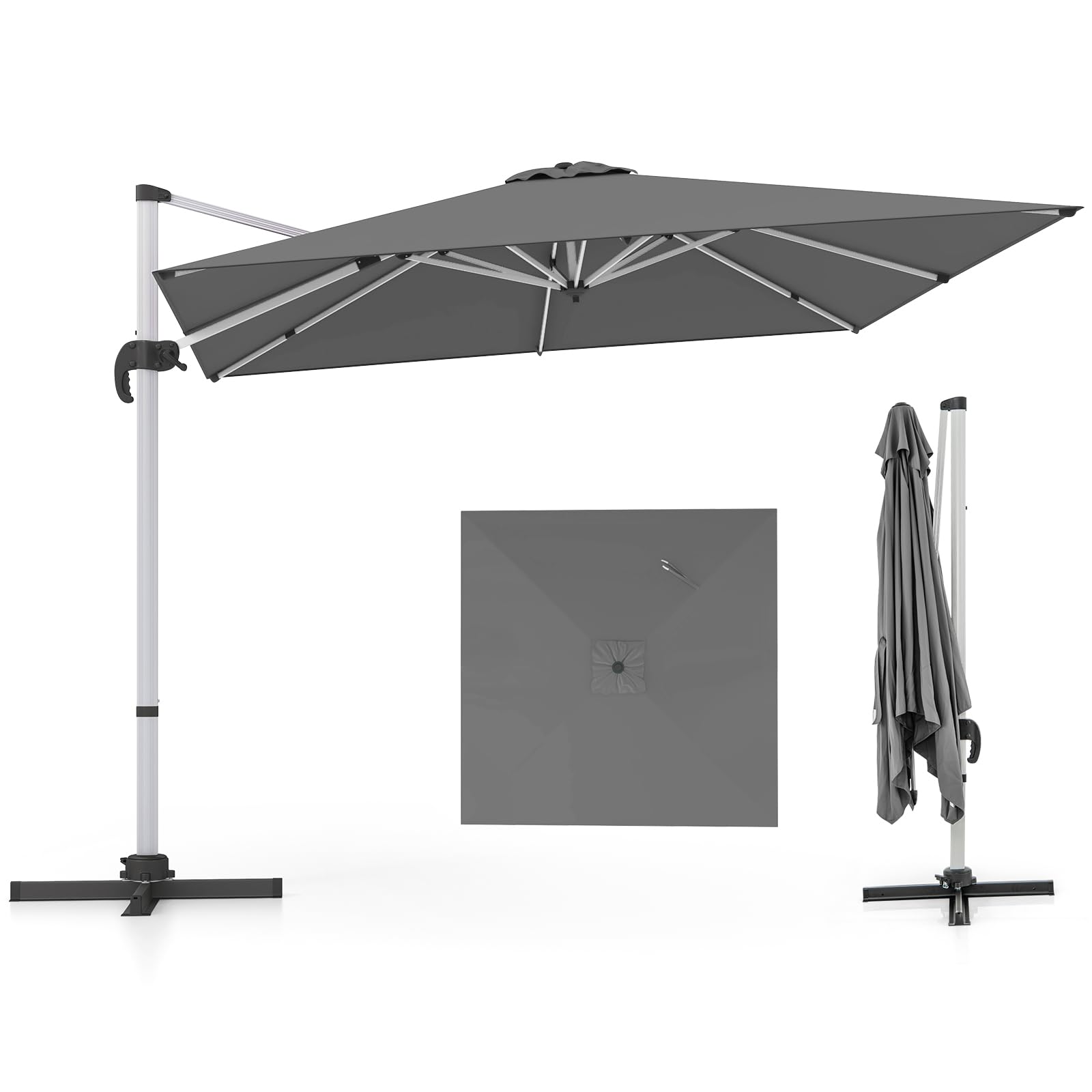 COSTWAYParasol przeciwsłoneczny, prostokątny 300 x 300 cm, duży z korbą, ogrodowy, odchylany o 360°, tarasowy