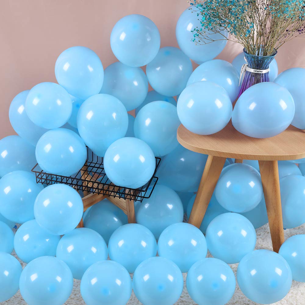 BEISHIDA 5 Inch Mini Blue Party Pearl Balloons, 200 Pcs Light Blue Macaron Latex Balloons for Birthday Wedding Engagement Anniversary Christmas Festival Picnic or Any Friends Family Party