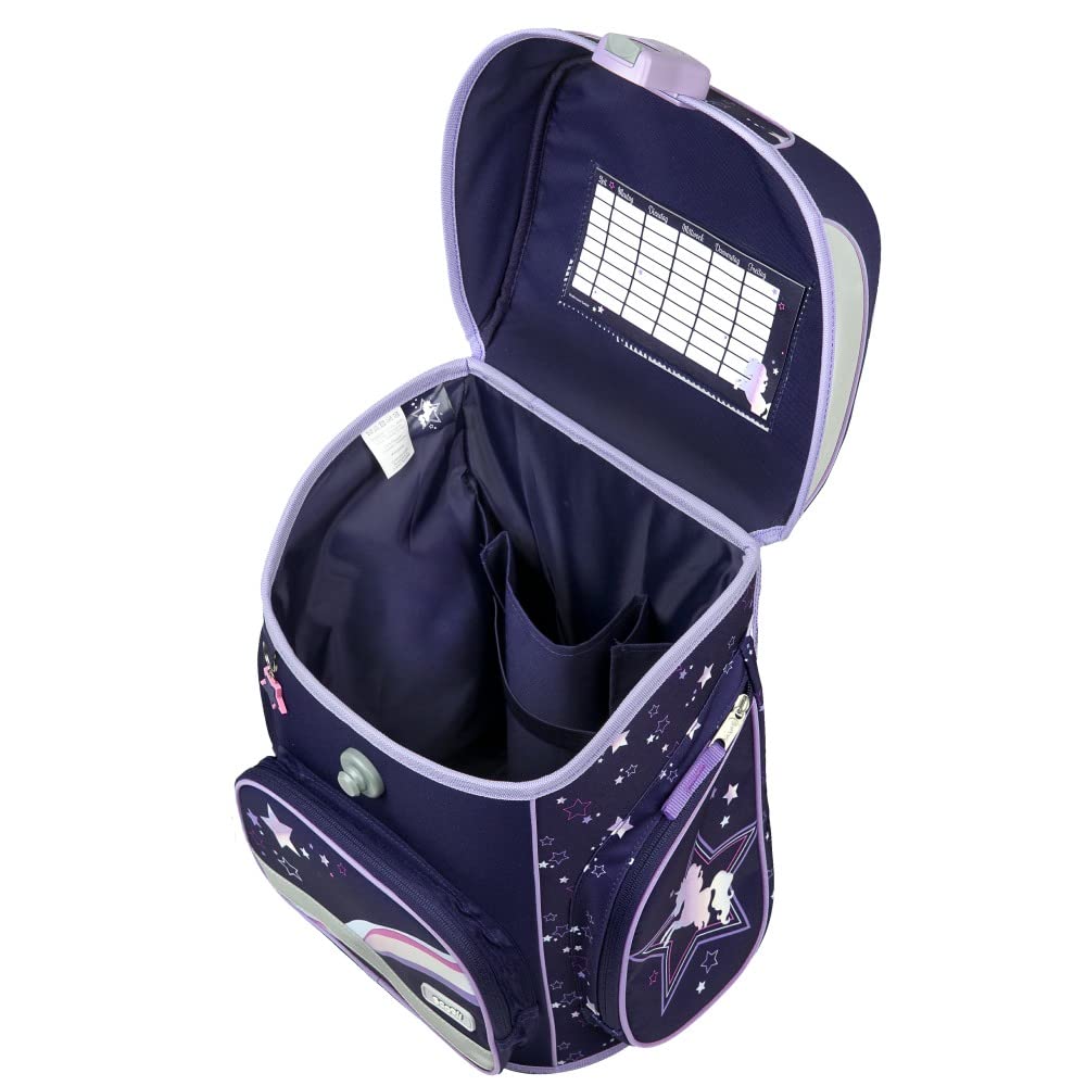 Dreamland - Einhorn SCOOLI Undercover EasyFit Schulranzen-Set 9tlg. mit Sporttasche, BROTDOSE, TRINKFLASCHE und SCHULTÜTE, Hellblau, Größe: 36,5 x 33 29 cm