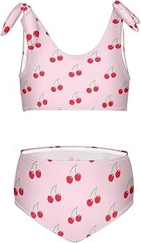 Amazon.com: YYZZH Pink Cherry Pattern Girls Bikini Sets 2