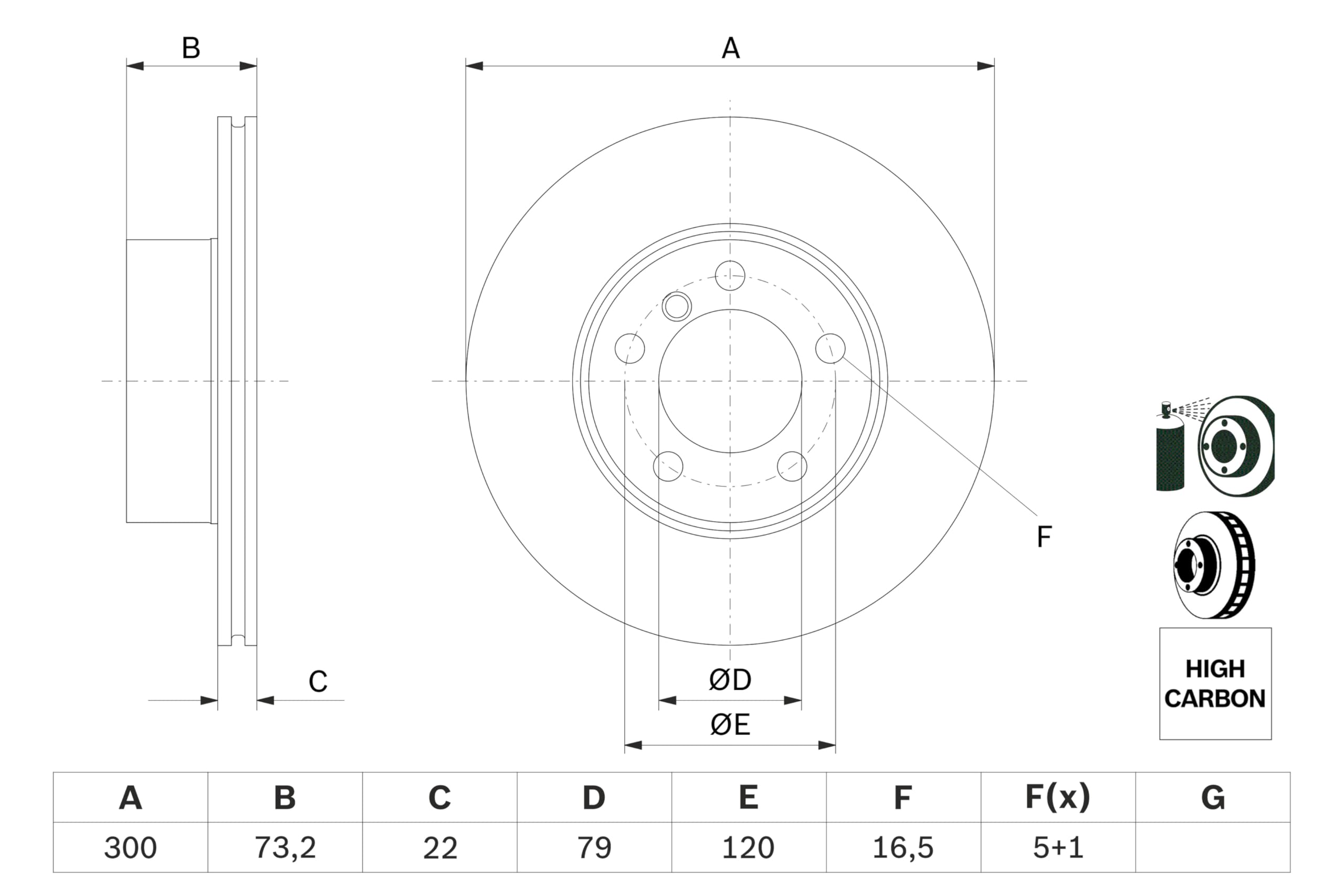 BOSCH Disco Freno BD1705 - Disco Freno Solido di 300mm - Asse Anteriore - Conforme al regolamento ECE-R90 - Lunga Durata, Anticorrosione Avanzata - 1 Disco
