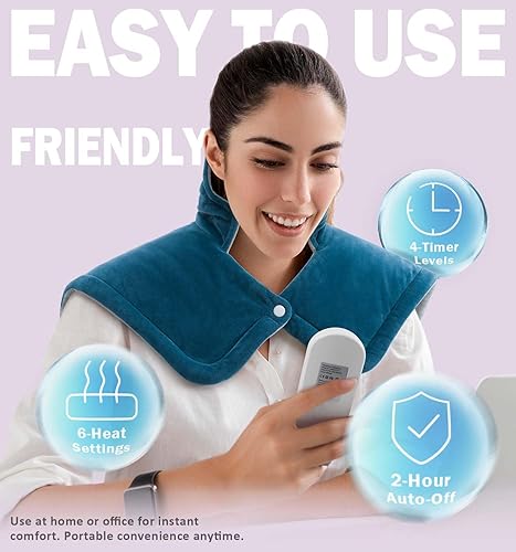 Miniatura 4 de Almohadilla térmica para cuello y hombros, almohadilla térmica de cuello con peso de 2 libras para aliviar el dolor, regalos de Navidad para papá,