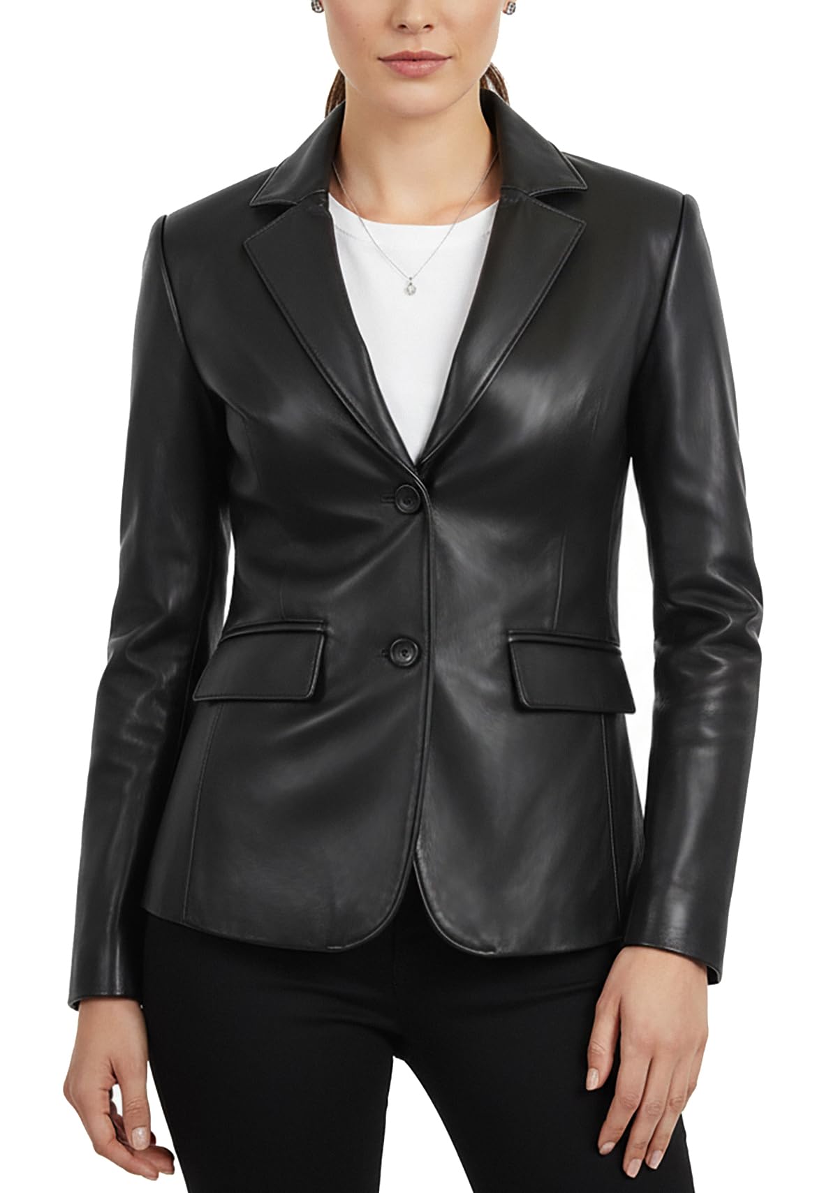 Classic Leather Blazer Women - Business Casual Leather Coats for Women