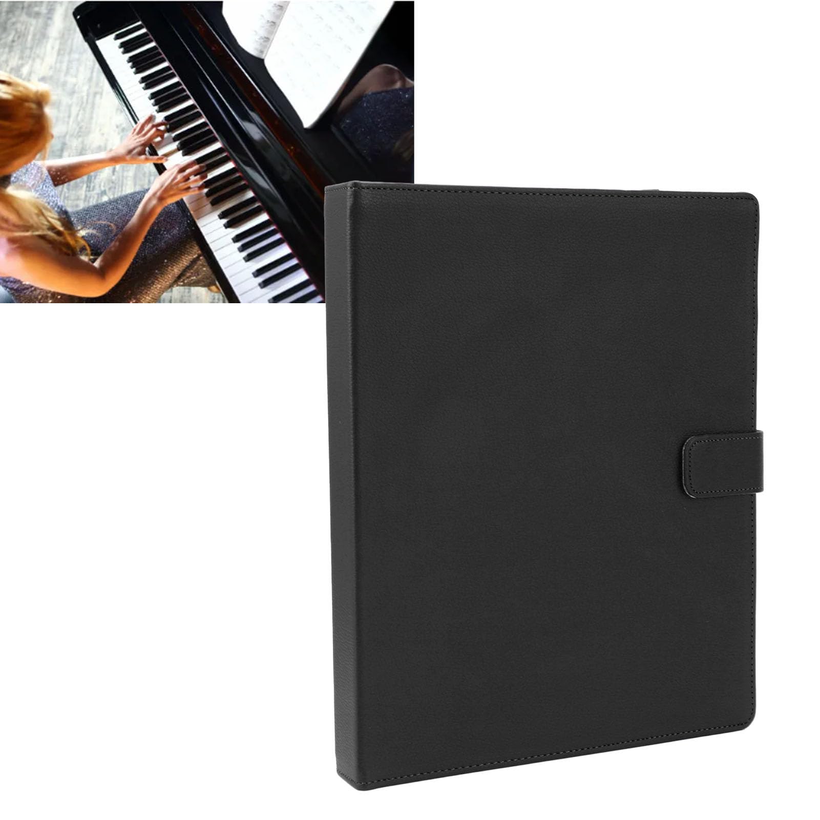 Ejoyous Carpeta de Partituras, 30 Hojas y 60 Páginas, Carpeta de Piano A4 de 3 Anillas, con Secuencia de Páginas y Papel de Catálogo, para Estudiantes de Coro de Orquesta de Banda (BLACK)