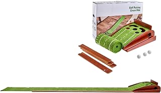 Happybuy Golf Putting Mat, 5 Hole Indoor Golf Green, Auto-Ball Return, Alignment Guide, 3 Balls, Wood Base – Golf Training Aid for Home Office & Practice