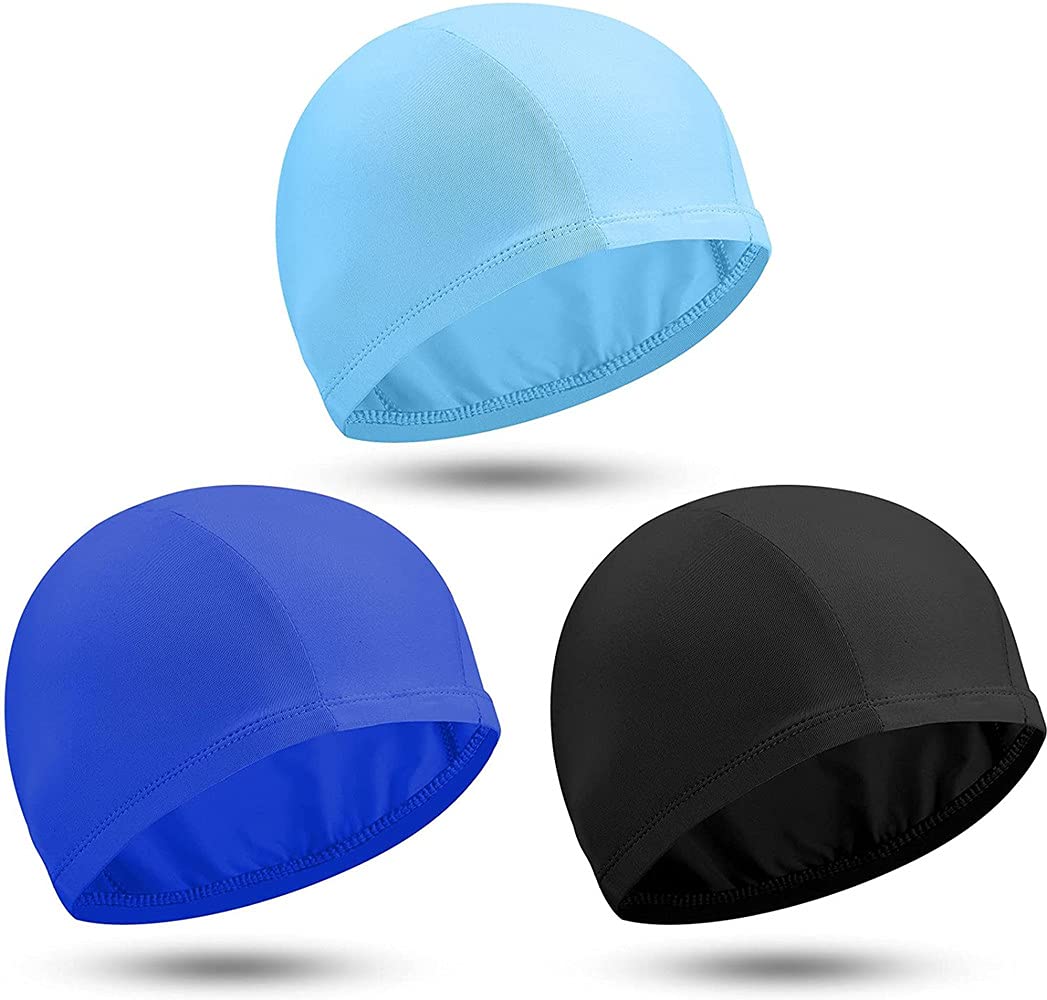 LATRAT 3 Swimming Cap Solid Color Nylon Fabric Bathing Cap Unisex Anti Slip Swimming Cap for Long and Short Hair Athletes Swimming Cap for Adults - Image 2