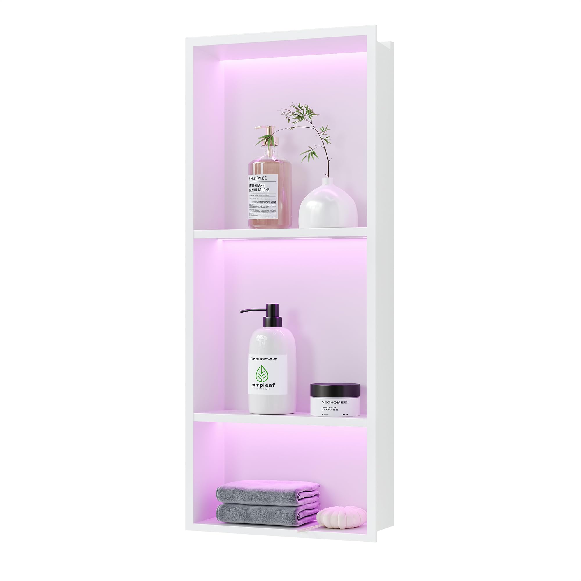 Neohomee 3-Tiers 12x30 Inch Wall Niche with RGB LED Light