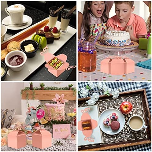 Kurtzy 50 Pack Baby Pink Party Treat Favour Gift Boxes with Butterflies - 6 x 5.5cm / 2.36 x 2.17 inches - Pastel Loot Goodie Gable Bags - Kids Birthdays, Food, Baby Shower & Weddings