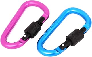 Qtqgoitem Spring Loaded Gate Screw Lock Metal Carabiner Hook 2pcs Fuchsia Blue (Model: bf6 e41 28f bf2 6bf)
