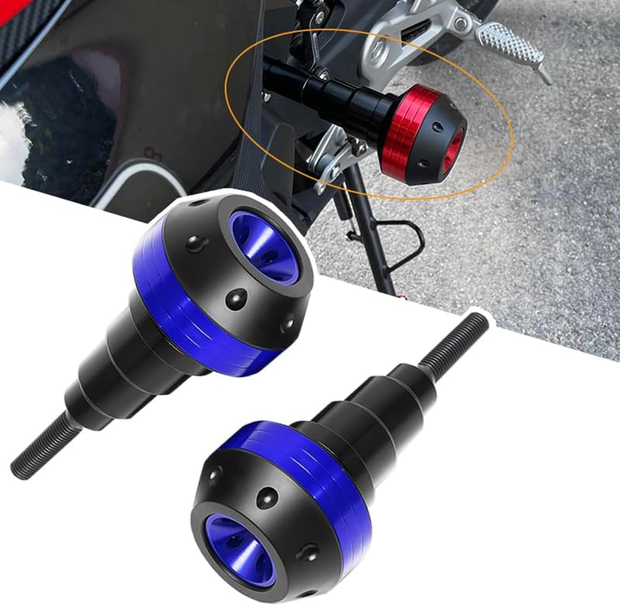 Tamponi Paratelaio Moto per Yamaha YZF R6 1999-2022, Protezione Anticaduta Moto, Telaio in Lega di Alluminio Anti-Crash Slider Protector,A Blue