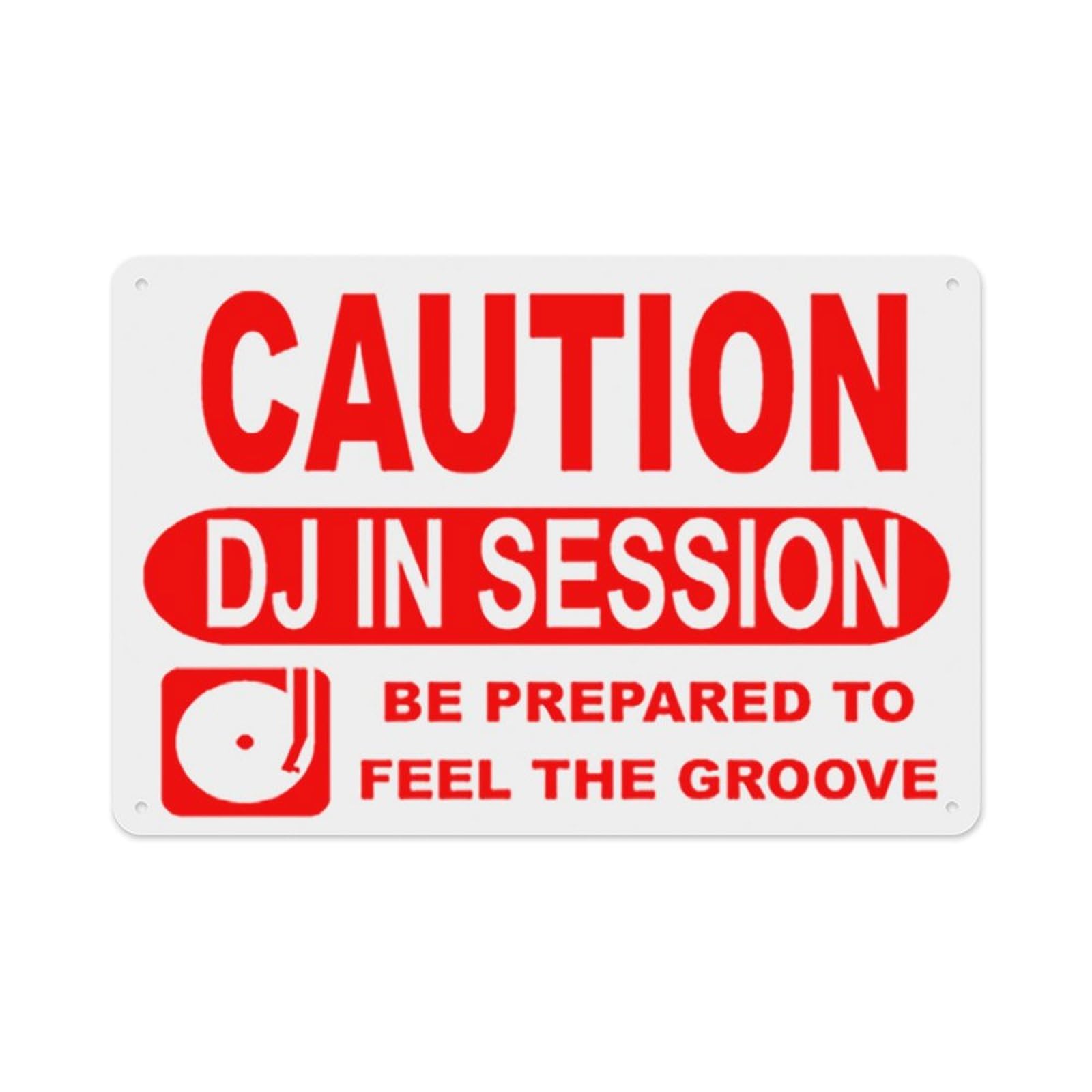 peiyeety Caution Dj in Session Sign Aluminum Tin Warning Signs for Home Outdoor Garden 8X12 Inches