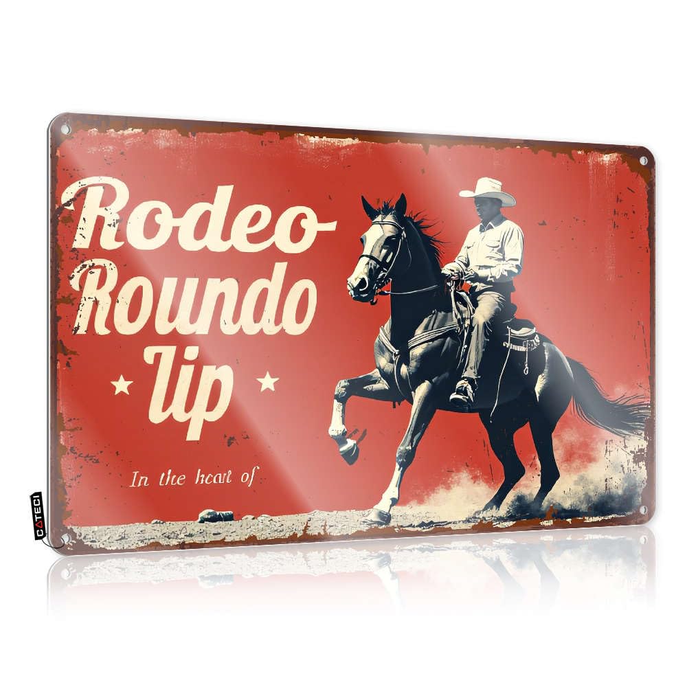 Fzfn Men's Colour Rodeo Roundup: In The Heart Of Cowboy Culture. Cute Bar Room Decor - Farmhouse Signs Reusable Hanging Wall Decor(30X40cm)