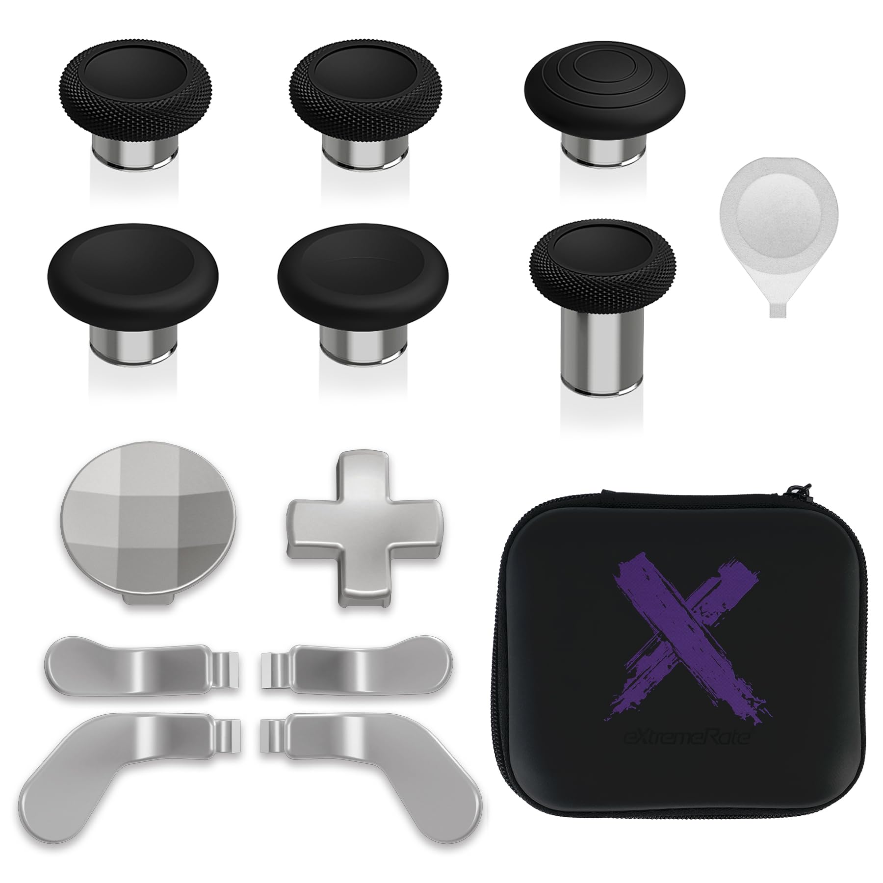 eXtremeRate Xbox Elite Series 2コントローラーに対応用13 in 1コンビメタルキット、金属製サムスティック6本&調整ツール&方向キー2個&背面パドル4個Xbox Elite Series 2コアコントローラー対応用【メタリック銀】 - 1