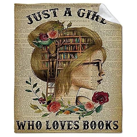 Just A Girl who Loves Books Blanket Throw, Flannel Fleece Microfiber Lightweight Soft Cozy Luxury for All Season in Home Bed Sofa Chairs Dorm 60"x50" Blanket for Teens Cover