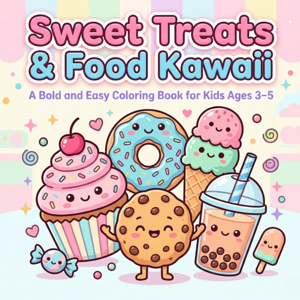 Sweet Treats & Food Kawaii: A Bold and Easy Coloring Book for Kids Ages 3–5