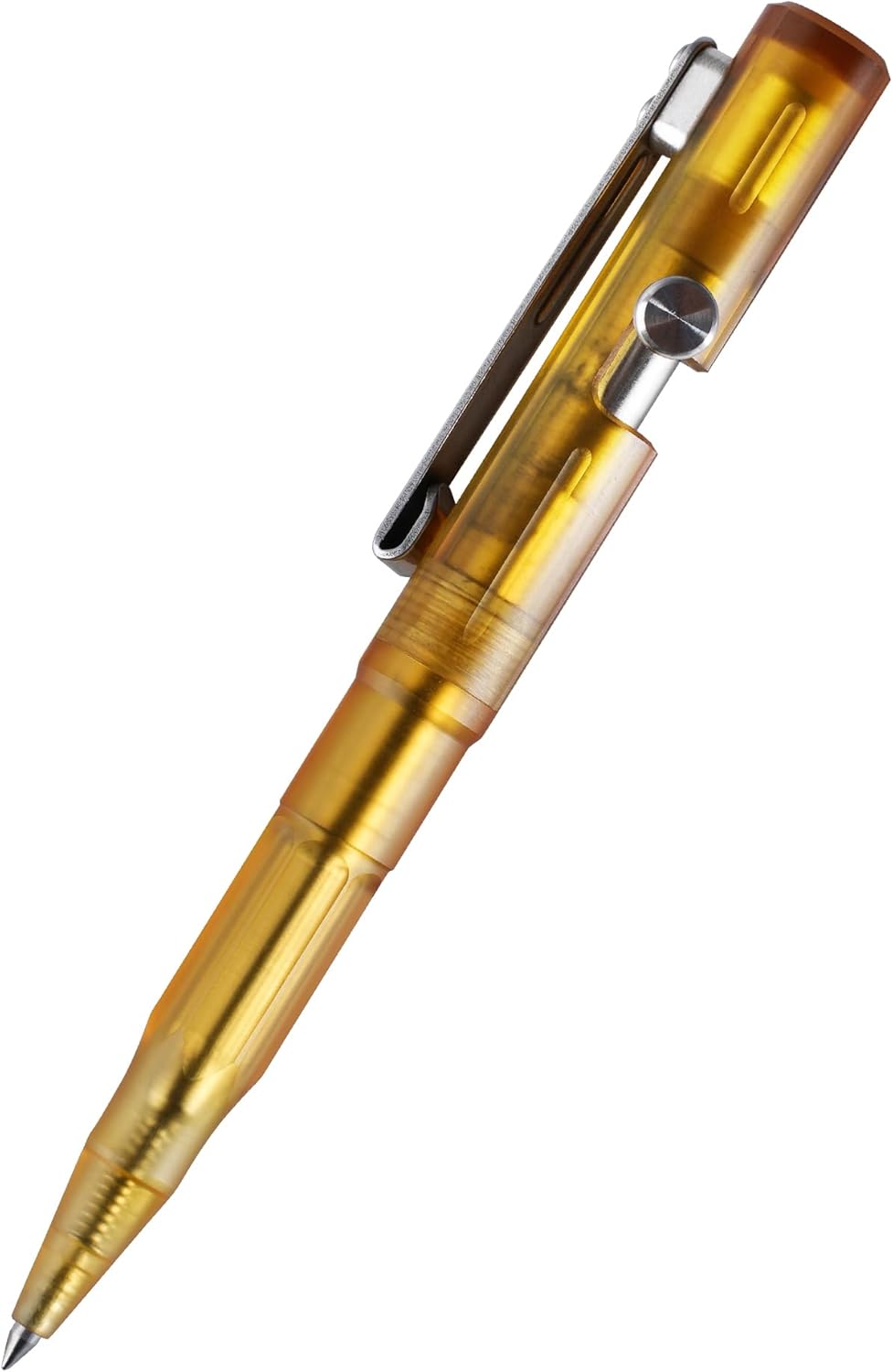 SMOOTHERPRO Bolt Action Pen, PEI Ballpoint Pen, 0.5mm Fine Point Black Ink Retractable Pen, Compatible with Parker Refills, EDC Pen for Writing, Office, Left-Handed Friendly, Amber