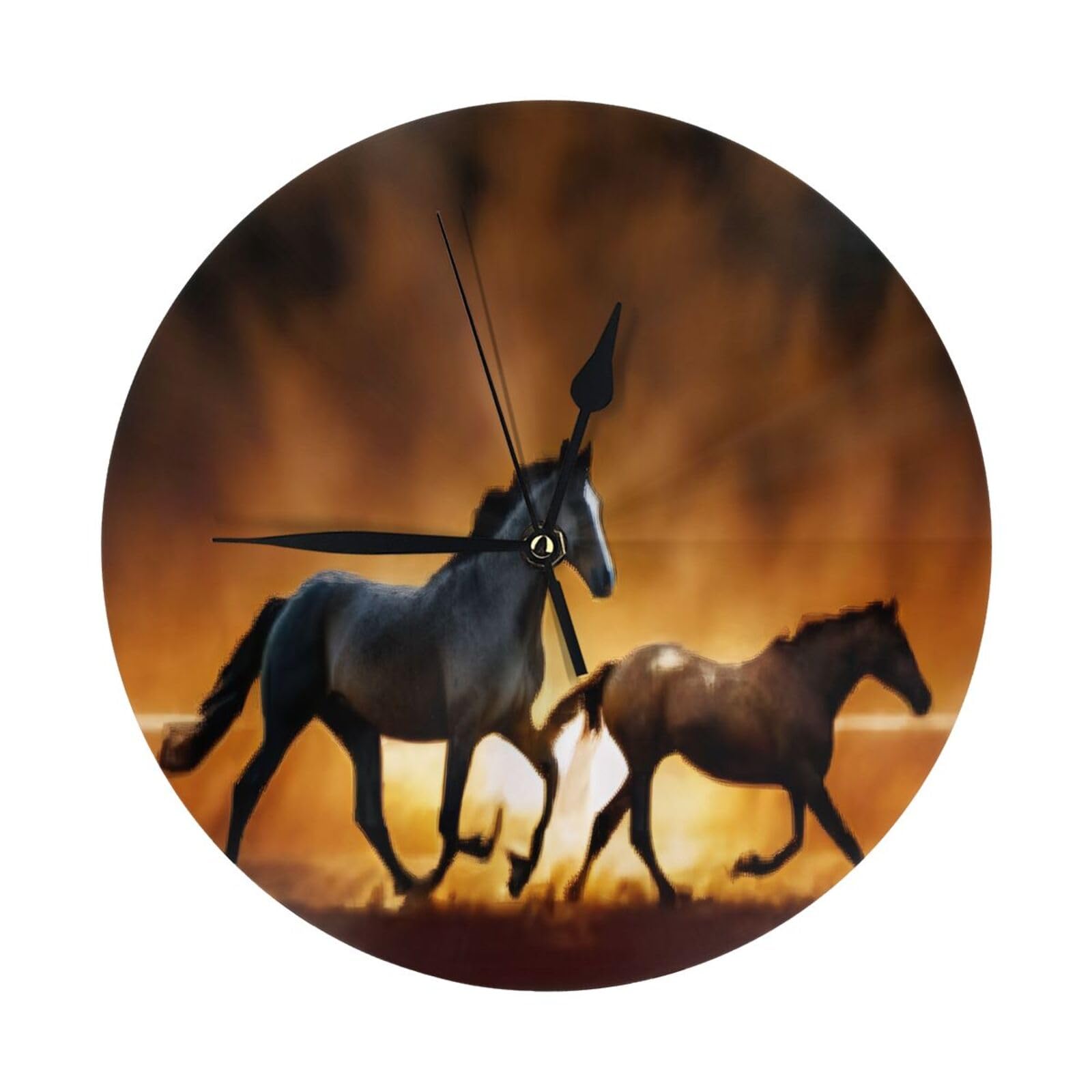 Horloge murale silencieuse cuisine chambre et bureau pendule ronde chevaux