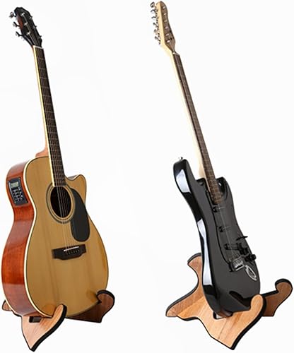 Miniatura 5 de Miwayer Soporte para guitarra de madera engrosada universal, con cuero suave de 0.12 pulgadas, seguro, antideslizante, portátil, con cuerdas, para