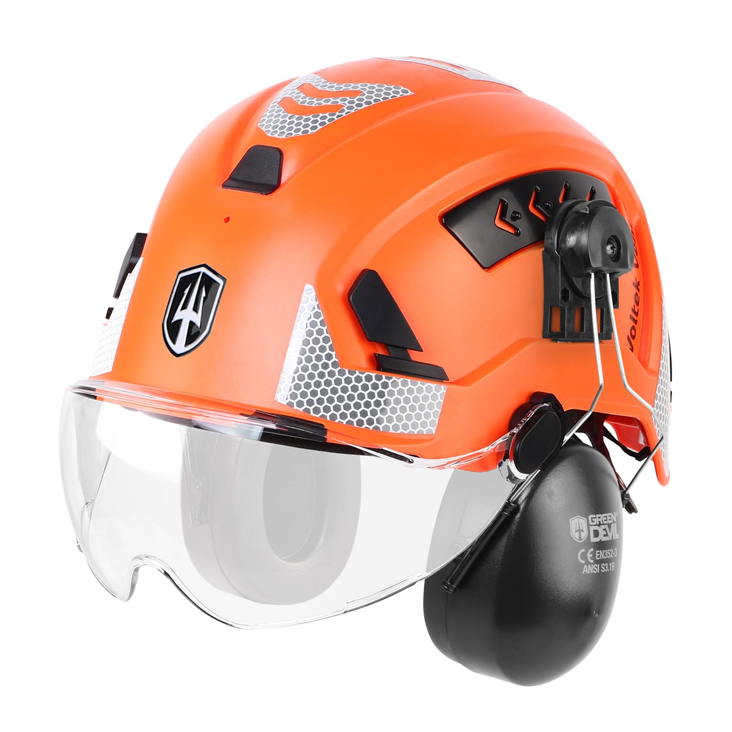 GREEN DEVIL VOLTEK Vent AIR Set - Höhenarbeits-Schutzhelm EN12492 Zertifiziert + Passiver Gehörschutz SNR 32dB + Klares Ersatzvisier EN166