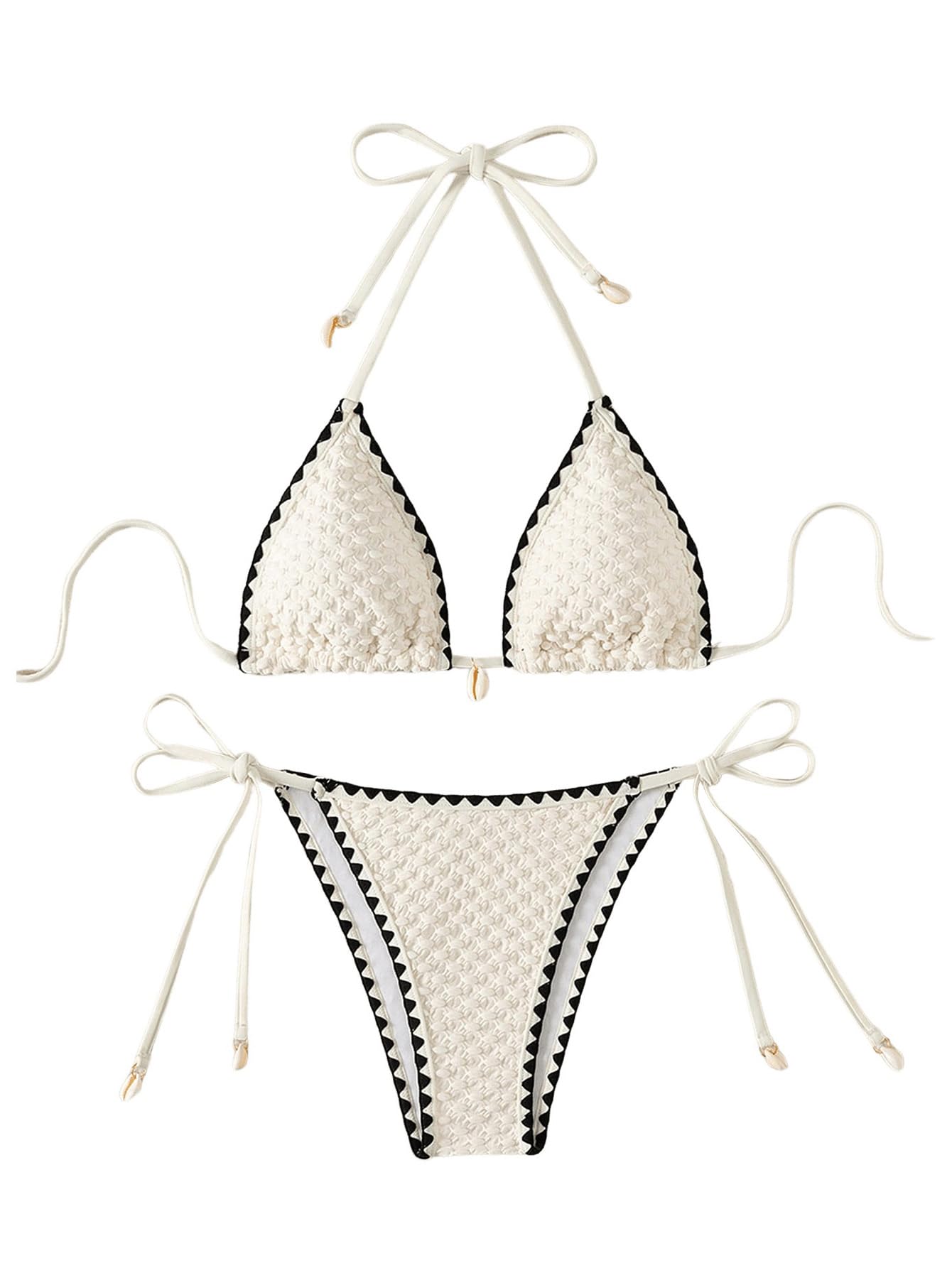 SHENHE Womens 2 Piece Triangle Tie Side Beach Bikini Sets Geo Print Halter Swimsuit Bathing Suit