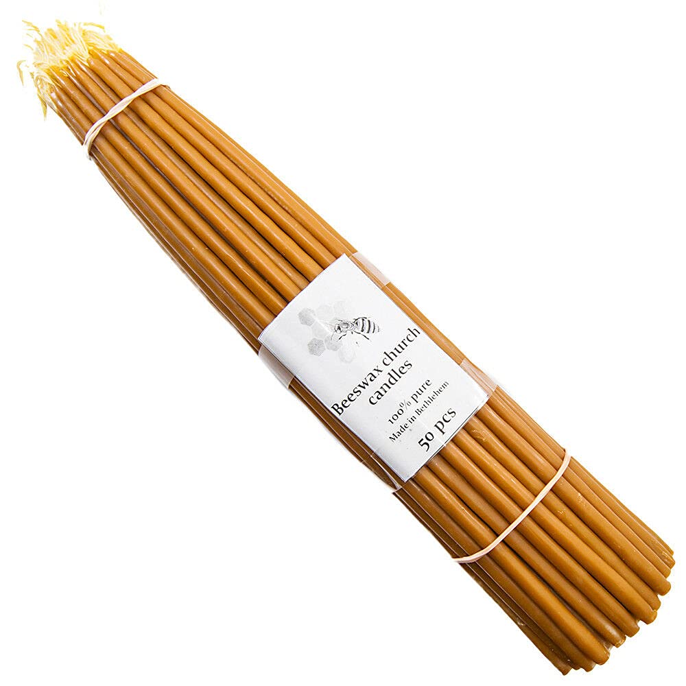 50pcs Consecrated Holy Beeswax Taper Candles Blessed Jesus Christ Church from Israel 11