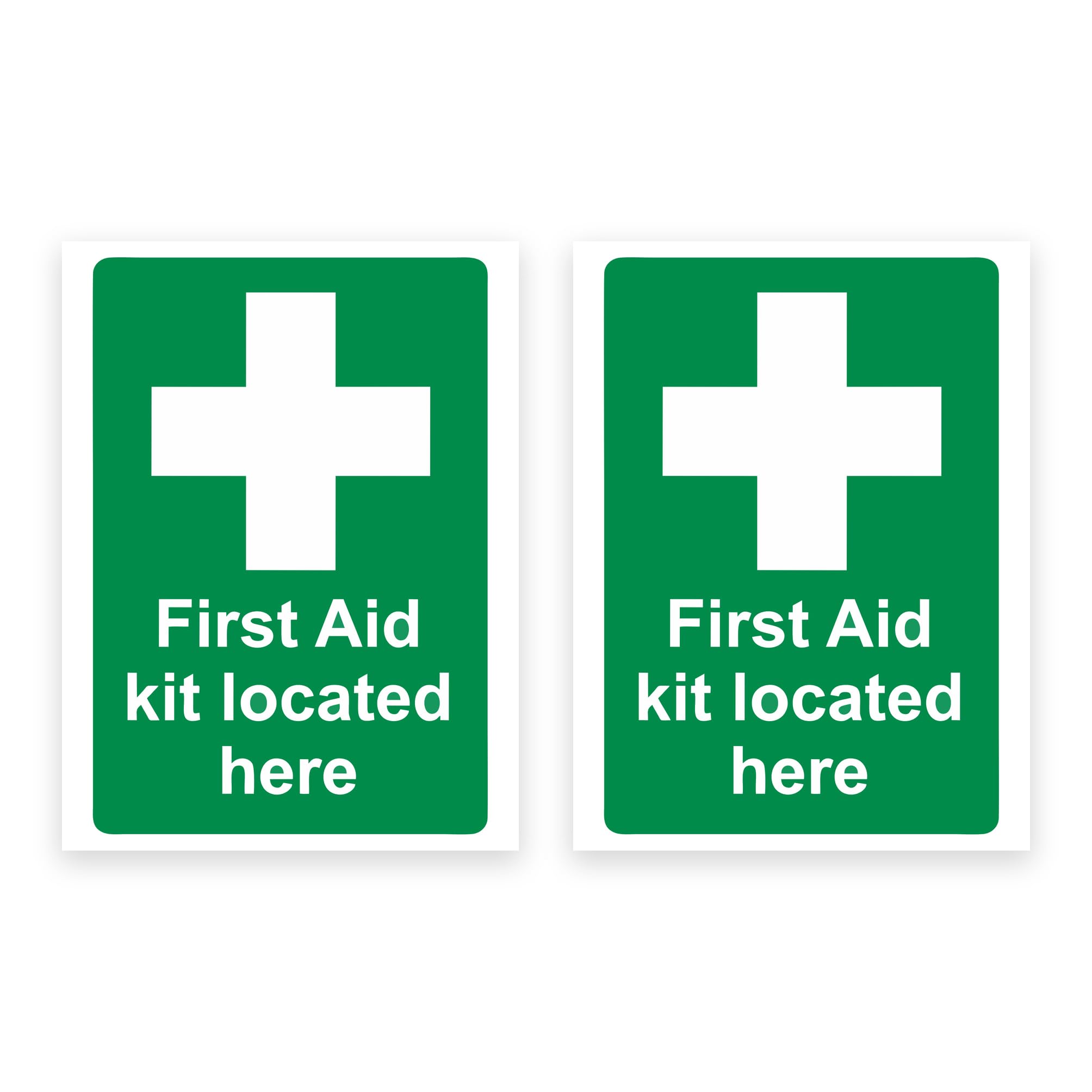 Large-Sized Twin Pack / 150x200mm Each (2-Pack) / First Aid Kit Located Here Self-Adhesive Signage/Vinyl Decals Removable & Wipeable/Indoor or Outdoor Stickers/Gloss Finish /