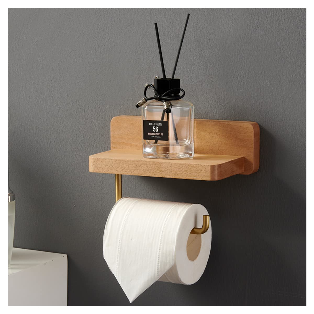 Portarrollos De Papel Higiénico con Estante para El Baño, Portarrollos De Papel Higiénico De Pared para Un Solo Rollo, Portarrollos De Papel De Cocina,L: 20cm