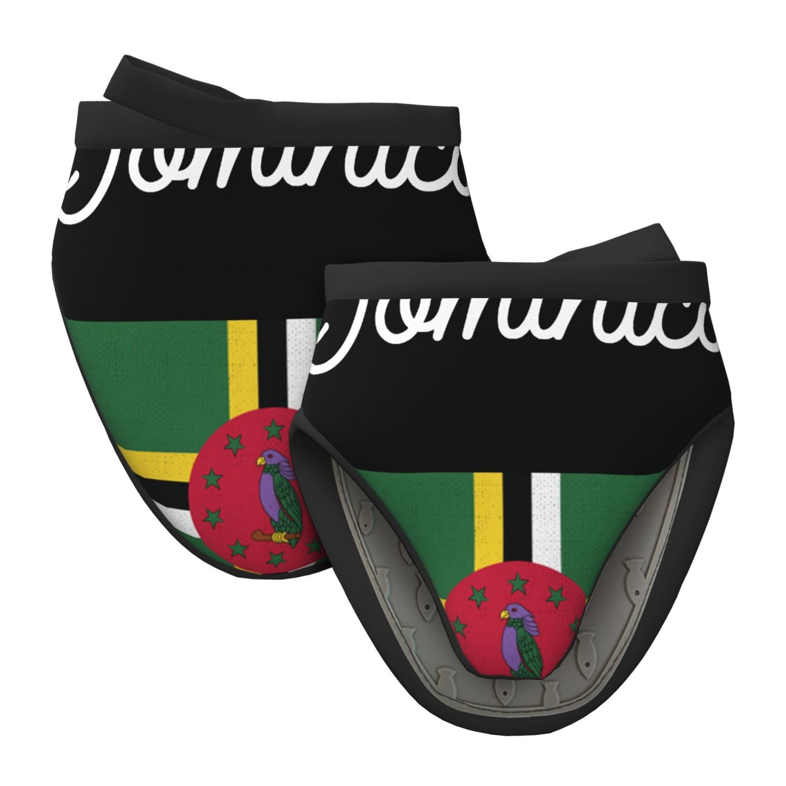Silicone Oven Mitts, Heat and Slip Resistant Kitchen Mittens 2-Pack Set, Dominica Flag Short Soft Oven Gloves