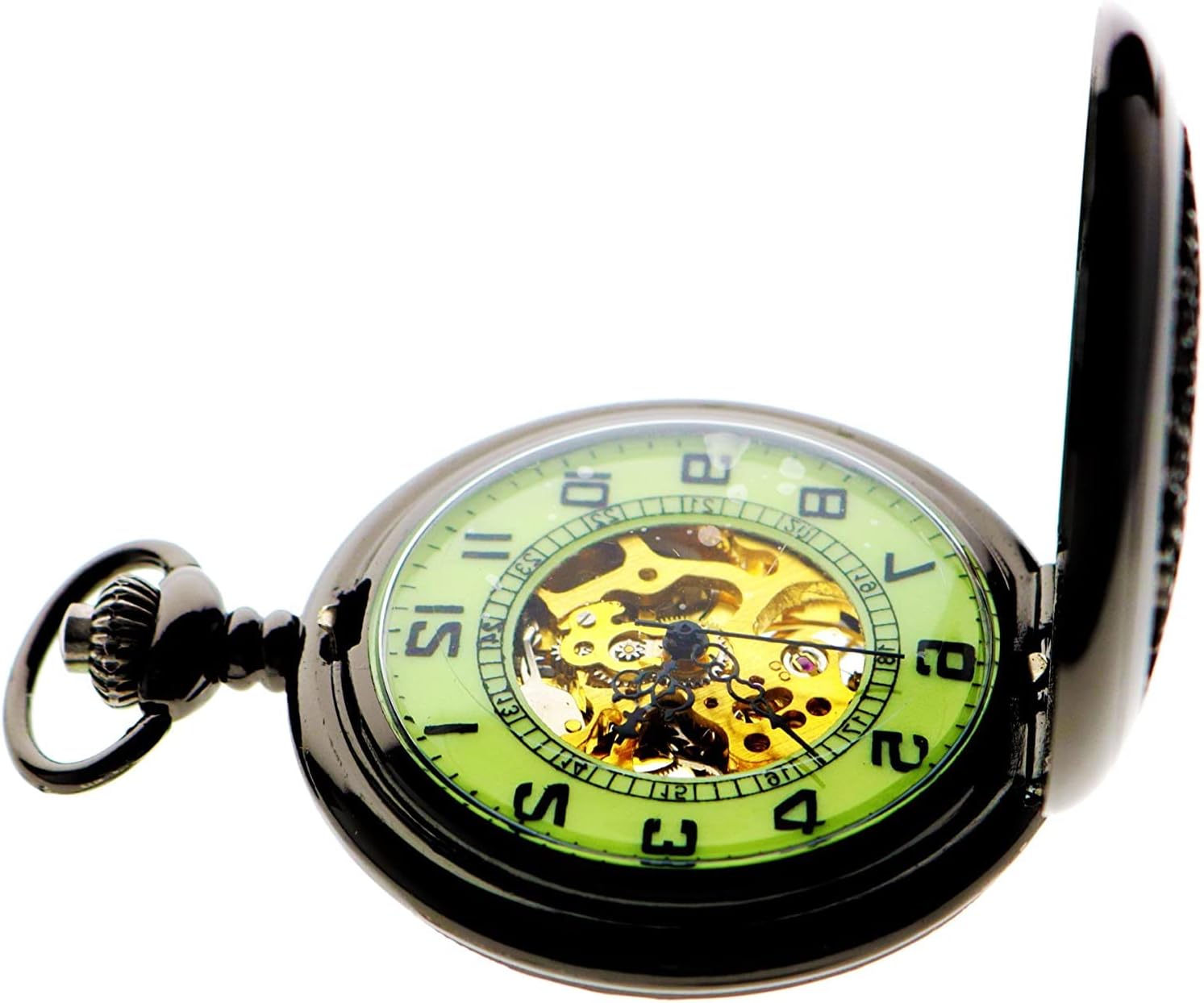 DODO DEER Steampunk Vintage Roman Letters Design Case Mechanical Pocket Watch with Chains Box