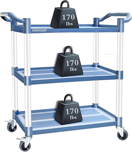 Miniatura 9 de AQNIEGEP Carrito utilitario con ruedas, carrito de cocina de alimentos resistente de 510 libras y carrito de servicio rodante para restaurante,