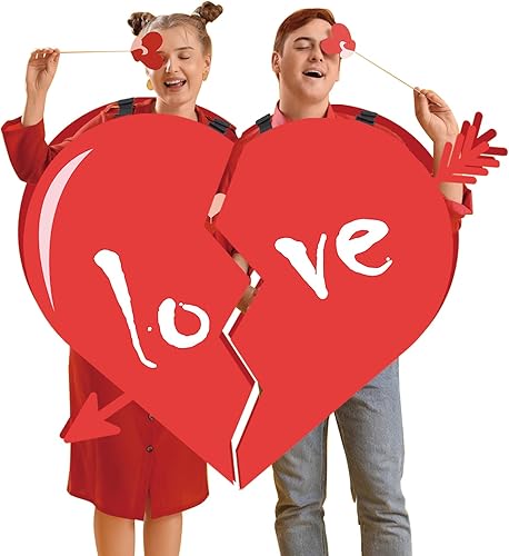 2 Pcs Valentines Heart Shaped Costume,Couples Costumes for Adult Valentines Cosplay 2 Pcs Valentines Heart Shaped Costume,Couples Costumes for Adult Valentines Cosplay