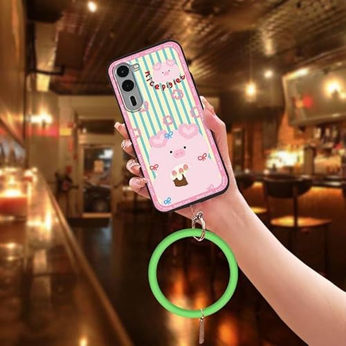 Phone Case Compatible with Fujitsu Arrows F-51E/We2 Plus, Soft Case Solid Color Cartoon Ring Cute Bracelet Protective Creative A