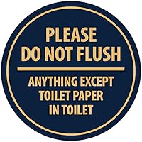 Vista 24 de Signs ByLITA Circle Please Do Not Flush Anything Except - Letrero de pared o puerta de papel higiénico - Cinta adhesiva de espuma de doble cara