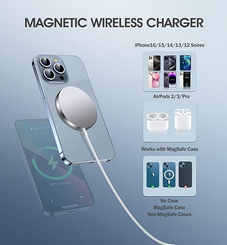 Miniatura 3 de Paquete de 2 cargadores inalámbricos magnéticos para iPhone 1515 Pro15 Plus15 Pro Max de 15 W, cargador magnético rápido para iPhone 15141312 Series