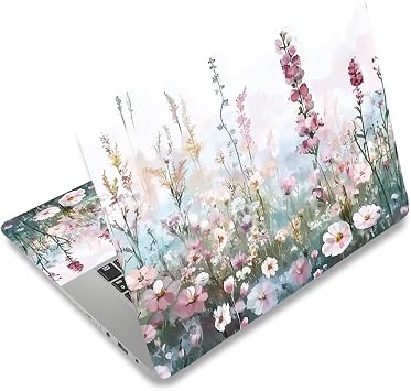 PLIGREAT Wildflower Laptop Skin Sticker Decals Fits 12" 13" 13.3" 14" 15 inch Laptop Watercolor Universal Removable Vinyl Notebook Art Protector Netbook PC Cover Decal