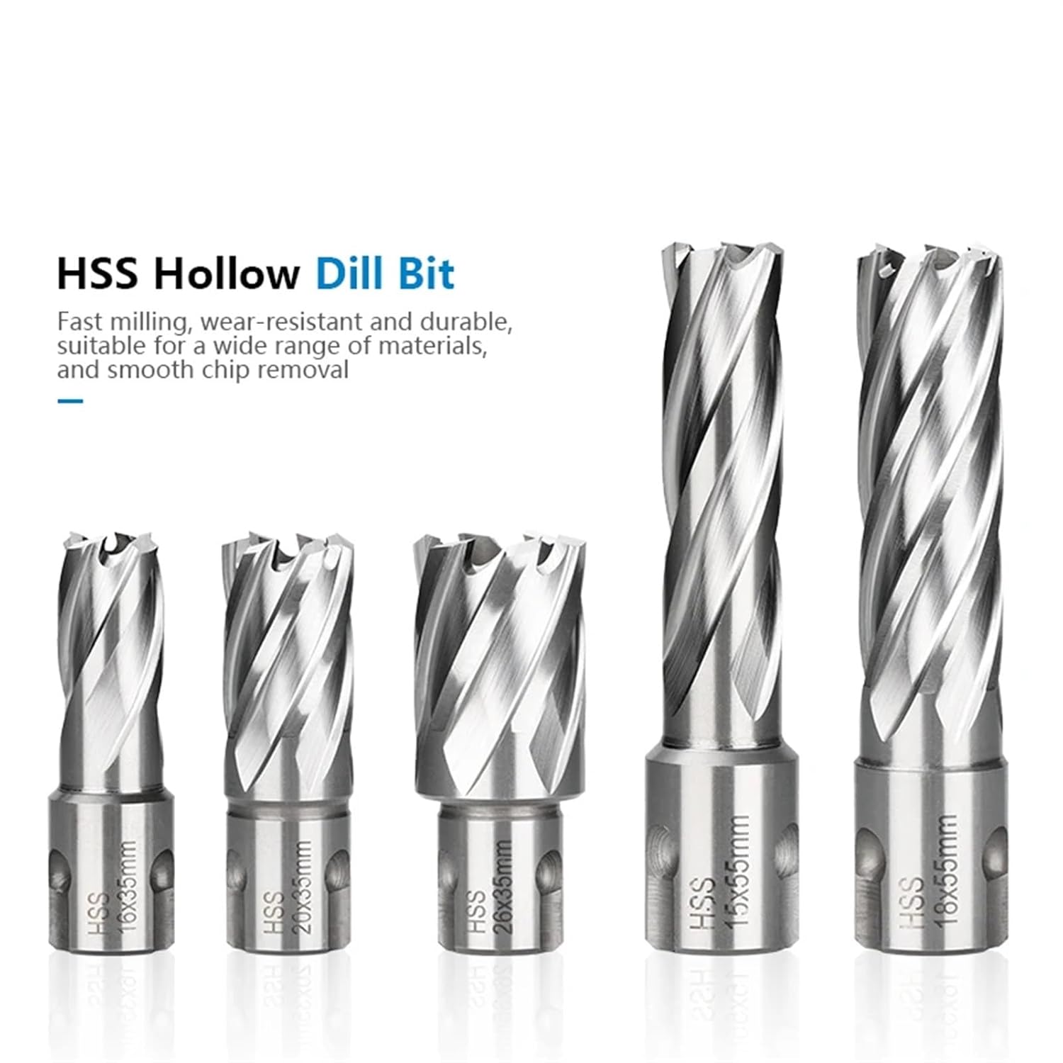 1Pcs HSS Hollow Drill Bit 12-18mm Metal Core 25x35mm