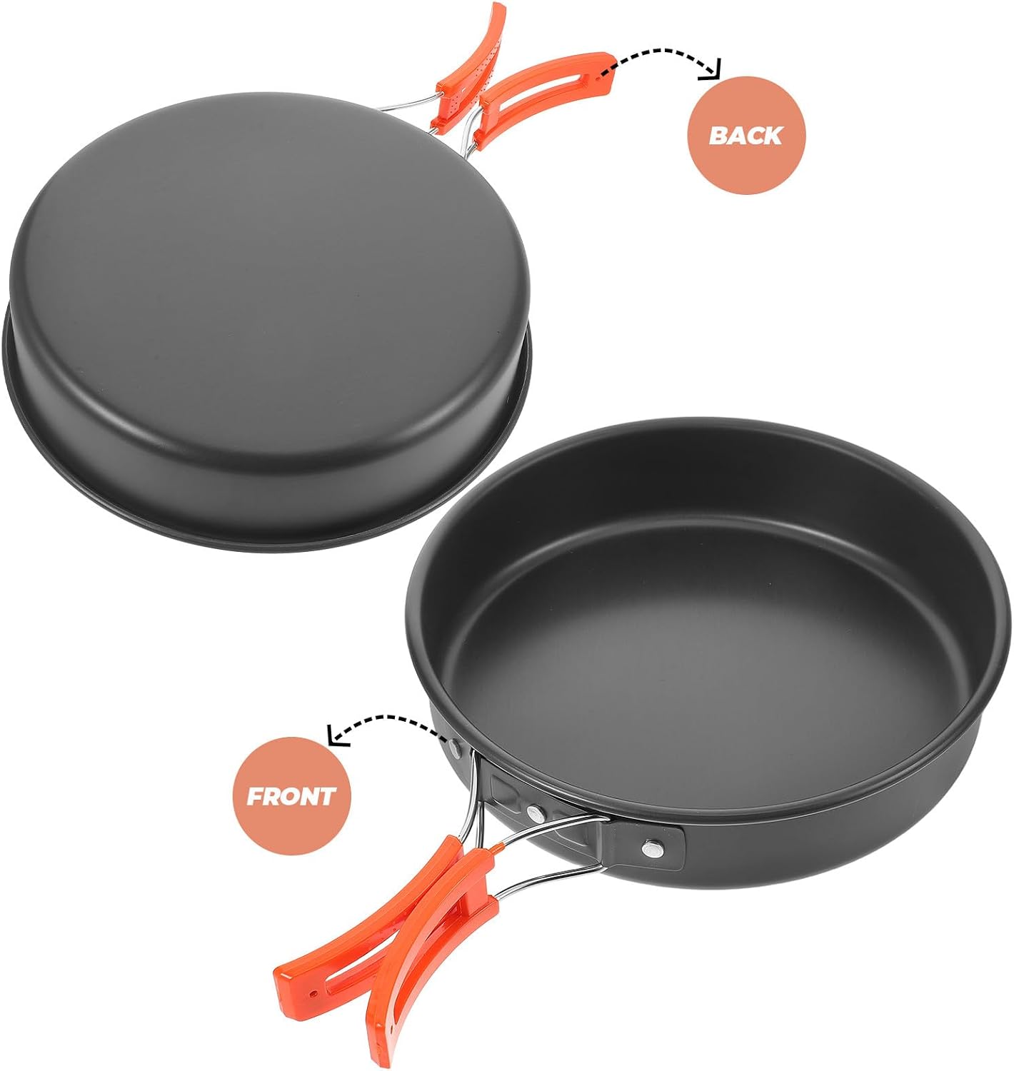 FRCOLOR Camping Frying Pan Nonstick Large Picnic Pot Lightweight Aluminum Outdoor Cooking Pan for Backpacking and Hiking