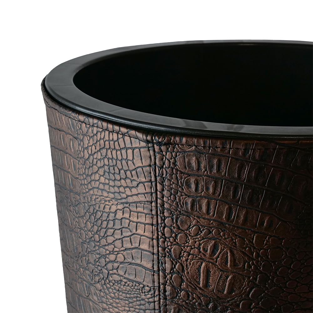 Septe Maison Deluxe – Vaso di Design in Eco-Pelle Artigianale Made in Italy | Arredo Moderno per Interni Ø 33 x H 61 cm (Pelle sintetica, Croco)