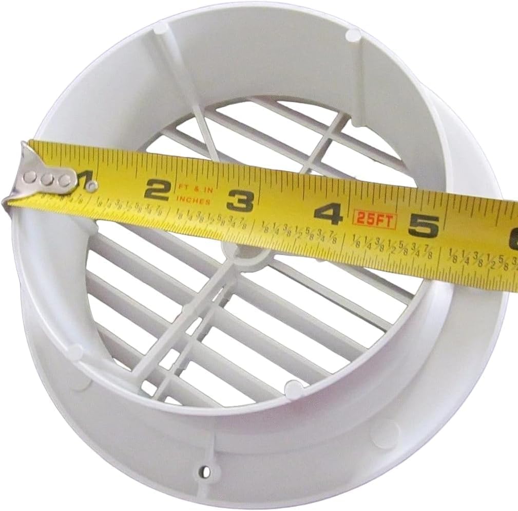 7-Inch Round White Ceiling A/C Vent Extension for RV Motorhome, HVAC Duct Cover with Easy Installation, Durable Plastic Design​
