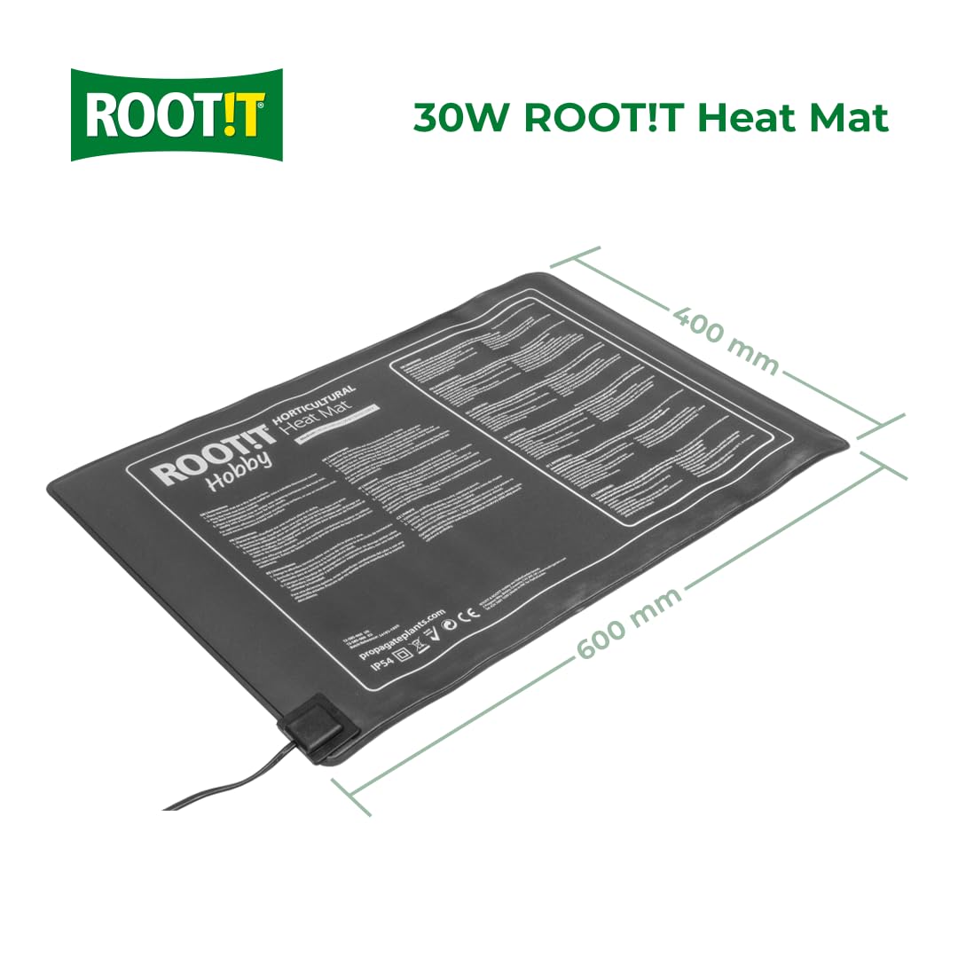 ROOT!T ROOTT Hobby - Tappetino Termico da 30 W, 600 mm x 400 mm, Nero, medio-30 W, Spina Britannica