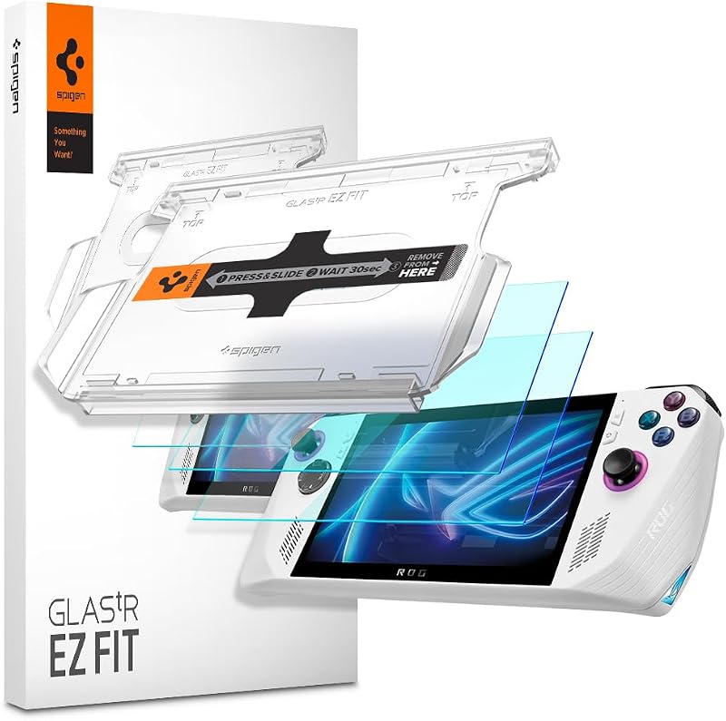 GlasTR EZ FIT Screen Protector Tempered Glass for ROG Ally [2 Pack] | 9H+ Tempered Glass, Auto align tray, 100% clarity, Original touch, Scratch Resistant, 7" , Case-friendly