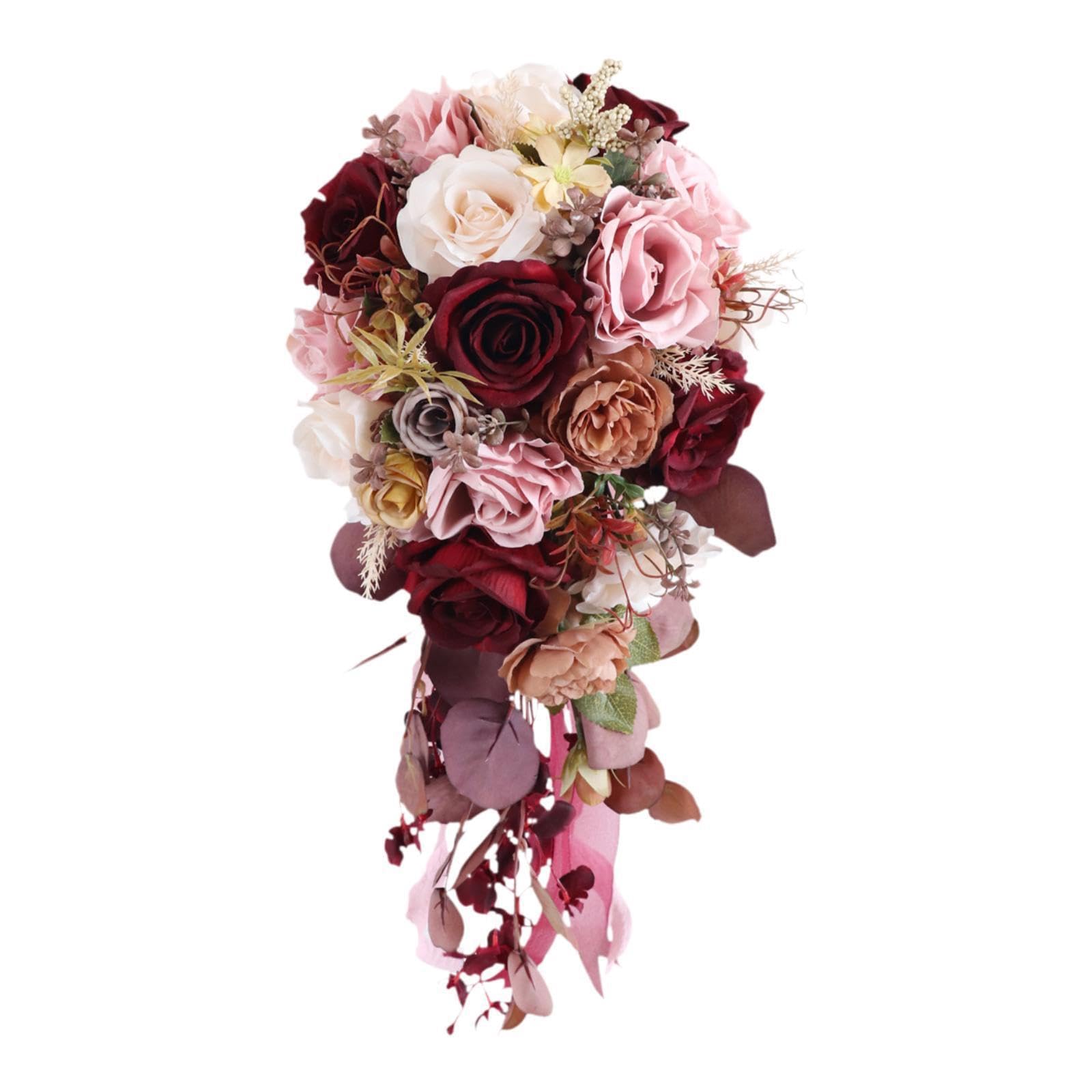 KIOALXZ Silk Wedding Bouquet Beautiful Artificial Flower Arrangement Elegant Ceremonies Making Every Moment Special Decoration Decorative Handheld Flower